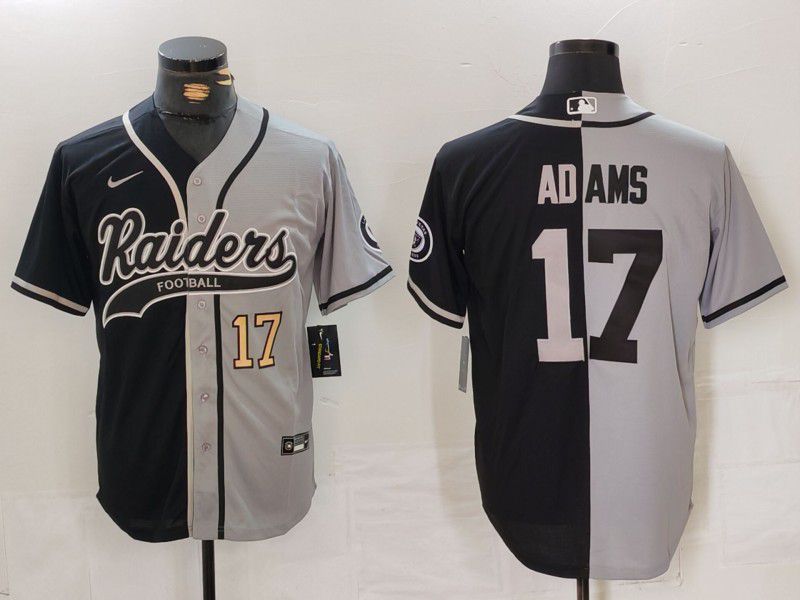 Men Oakland Raiders 17 Adams Black grey Joint Name 2024 Nike Limited NFL Jersey style 3